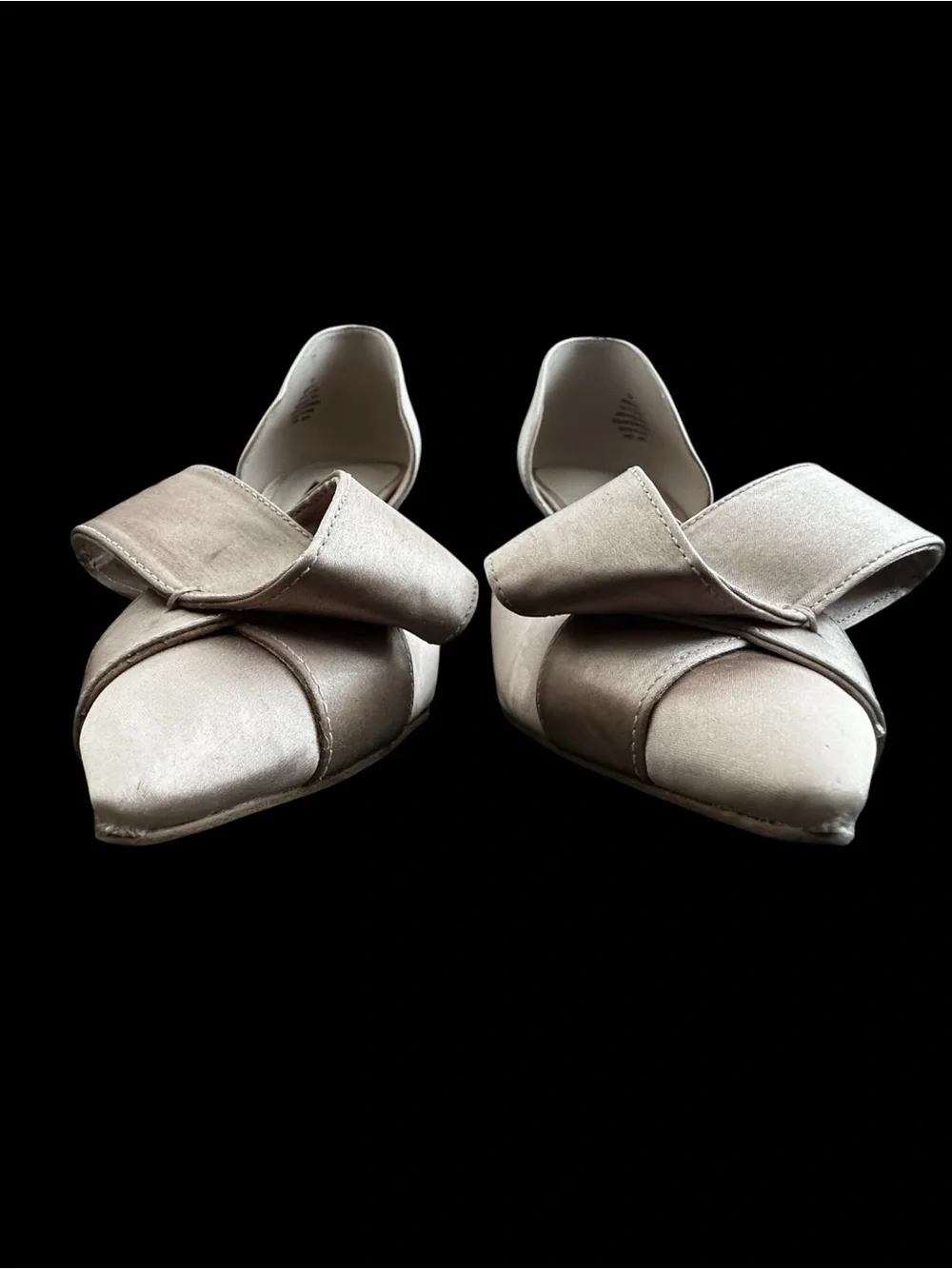 Nine West Mcfally Satin Bow D'Orsay Pointed Toe Pumps Champagne Nude 7.5M